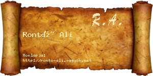 Rontó Ali névjegykártya